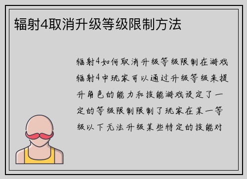 辐射4取消升级等级限制方法