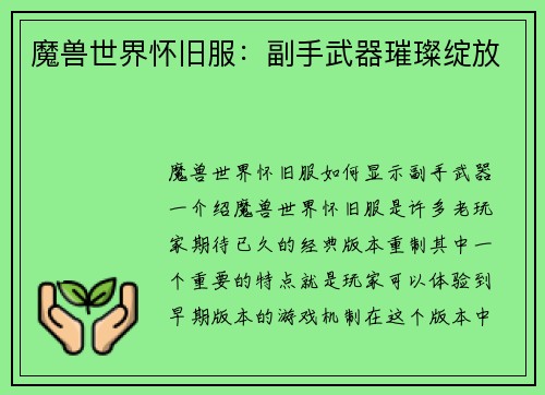 魔兽世界怀旧服：副手武器璀璨绽放